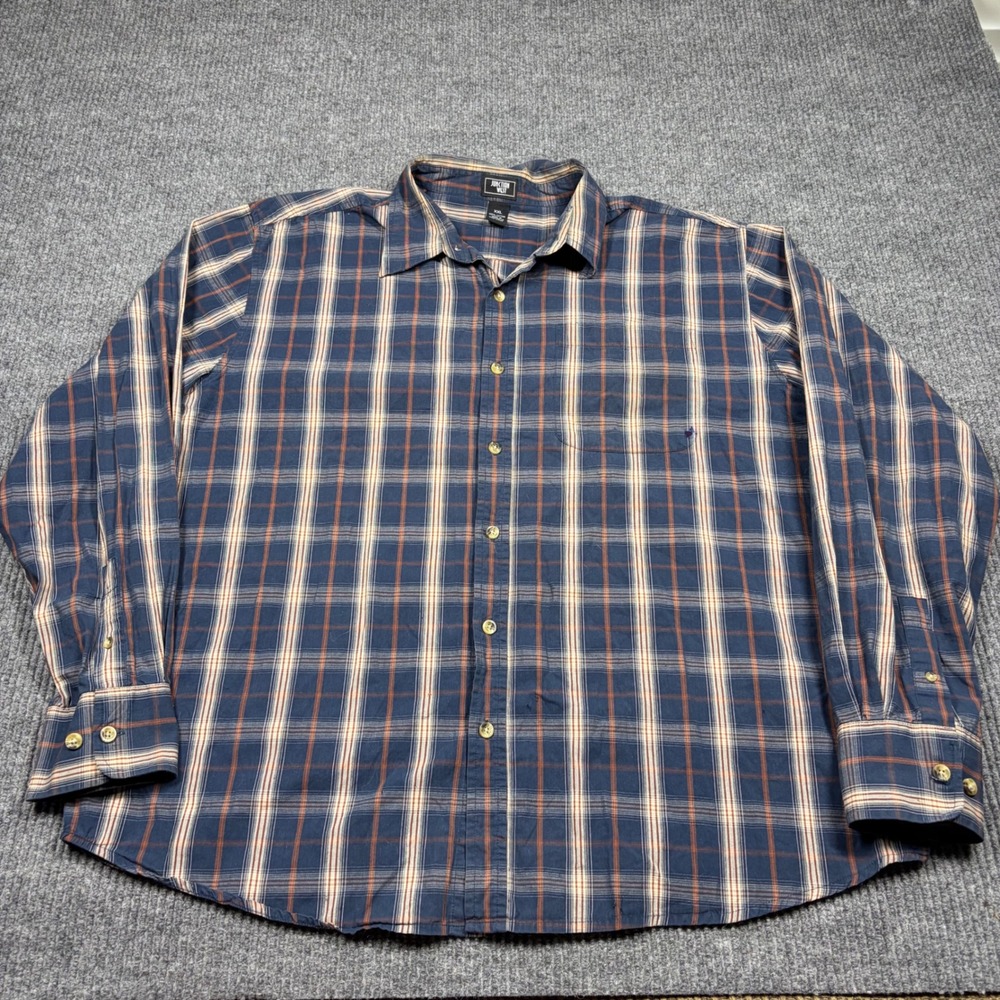 Junction West Shirt Mens XXL Blue Plaid Long Sleeve Button Up Cotton Casual